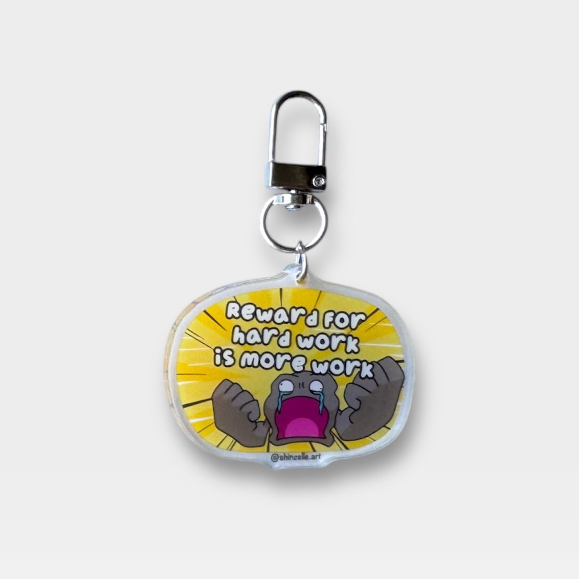 Geodude Reward For Hard Work Is More Work Keychain